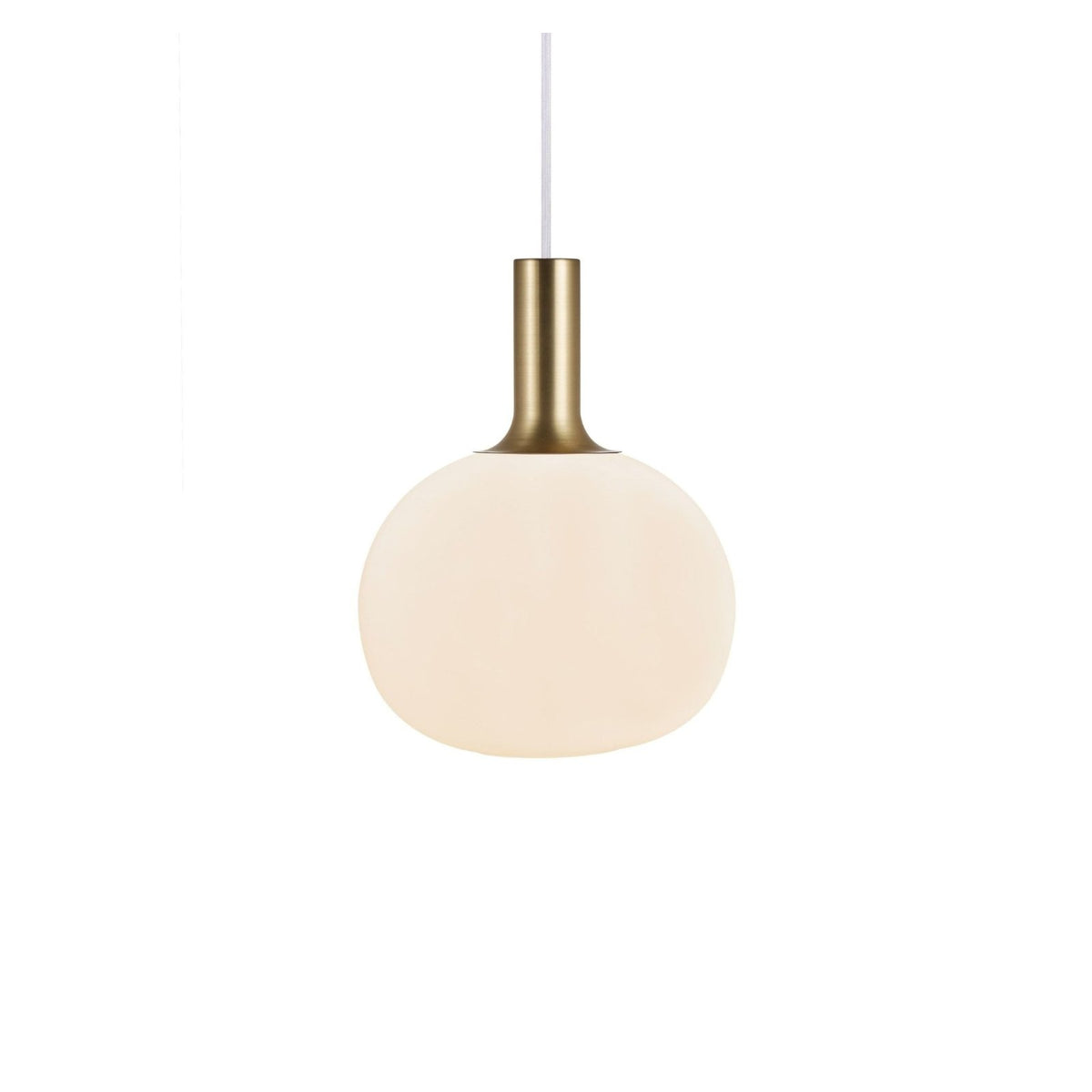Selma opal glass pendant, round with brass neck