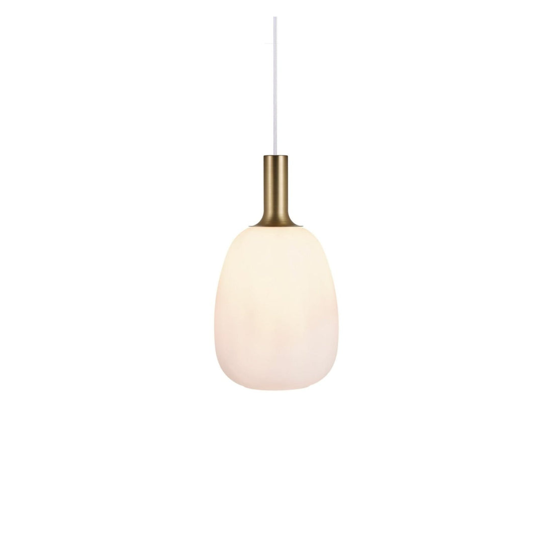 Selma opal glass pendant, tall with brass neck