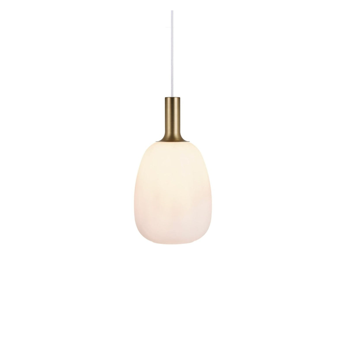 Selma opal glass pendant, tall with brass neck