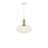 Selma opal glass pendant, oval with brass neck