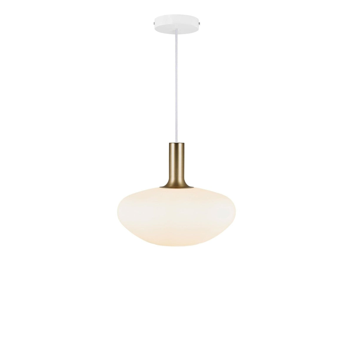 Selma opal glass pendant, oval with brass neck