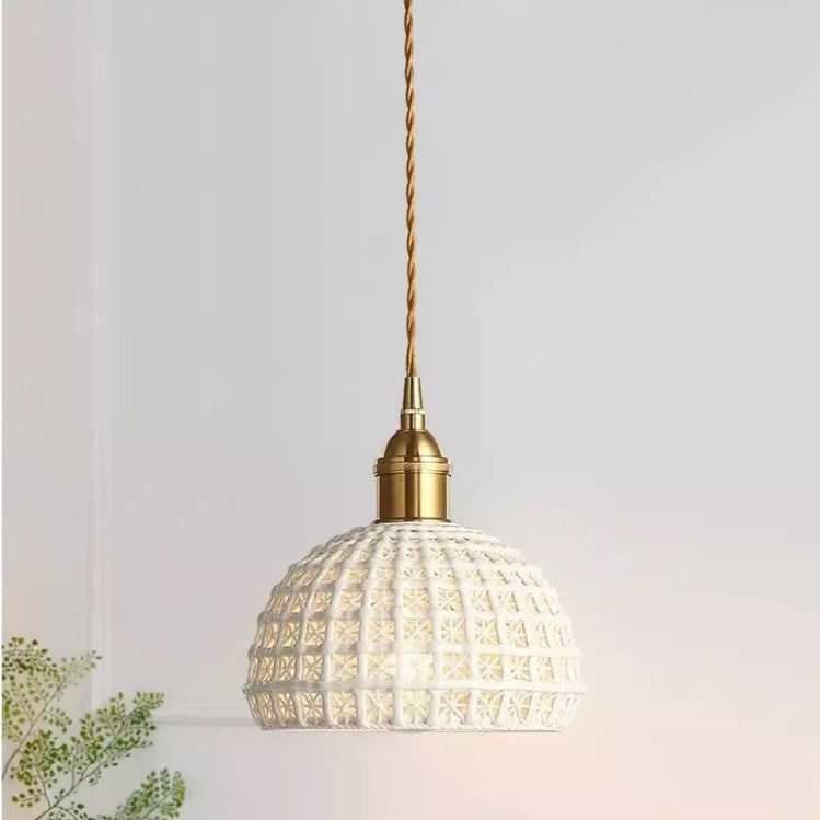 Lampadario LED in ceramica e ottone nordico