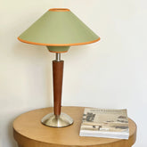 Mori sage green lamp on a round table