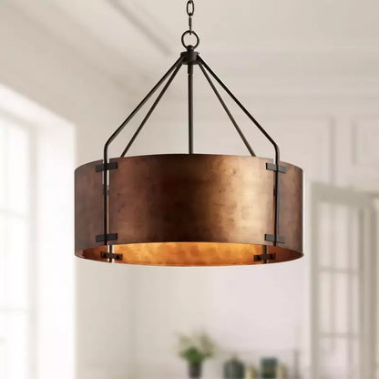 Ardell Rustic Industrial Drum Metal Pendant Light