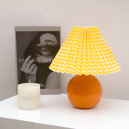 Modern Ceramic Retro Pleated Cone Shape Table Lamp