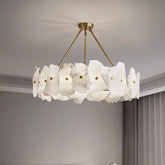 Isola alabaster chandelier in a calm living room