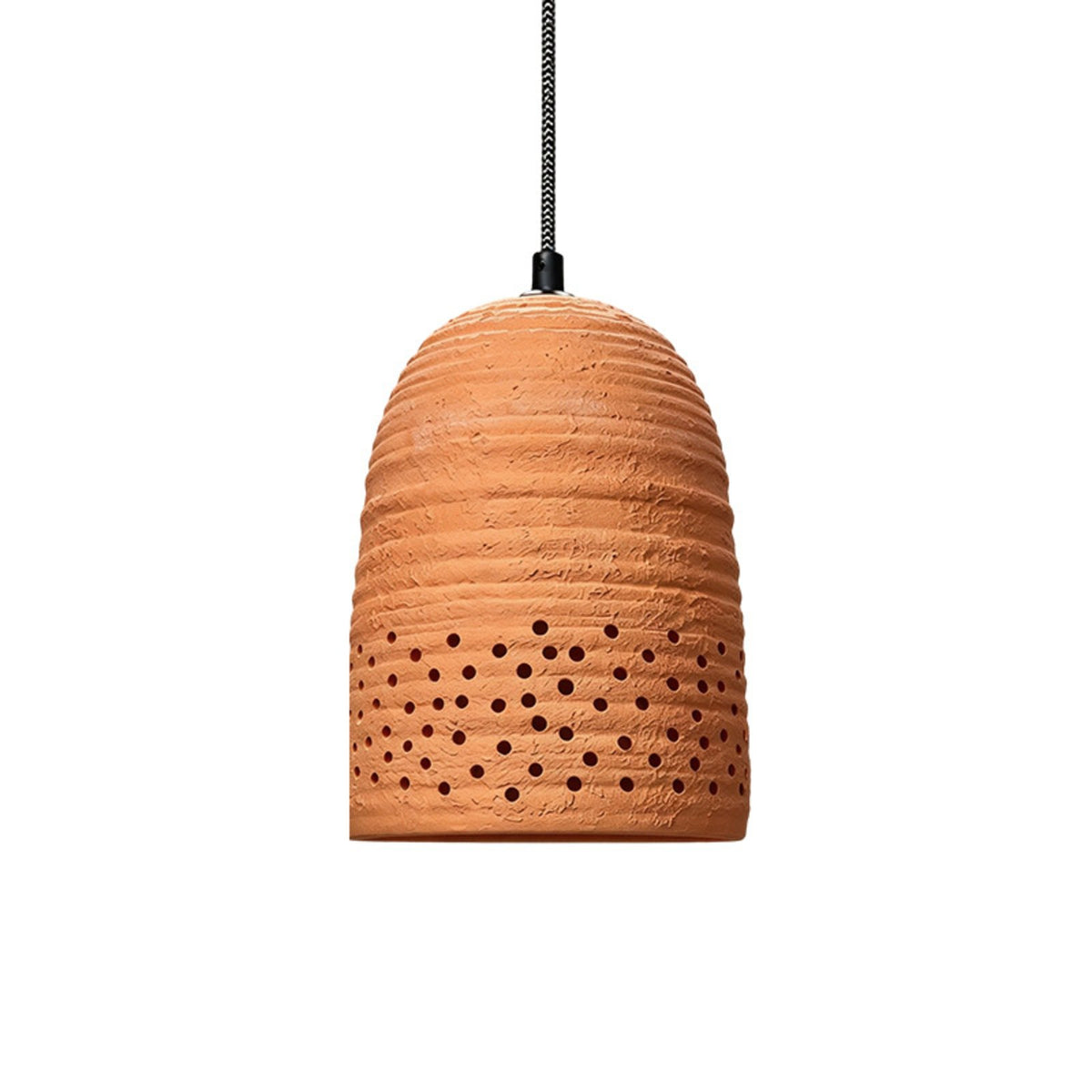 Brasa perforated terracotta bell pendant