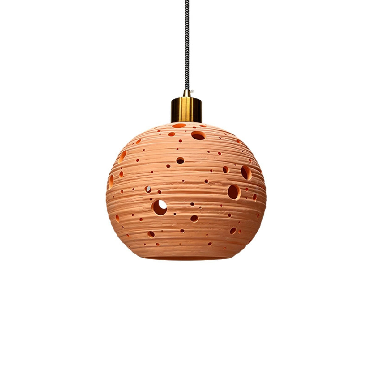 Brasa perforated terracotta globe pendant