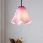 Purple glass skirt pendant light