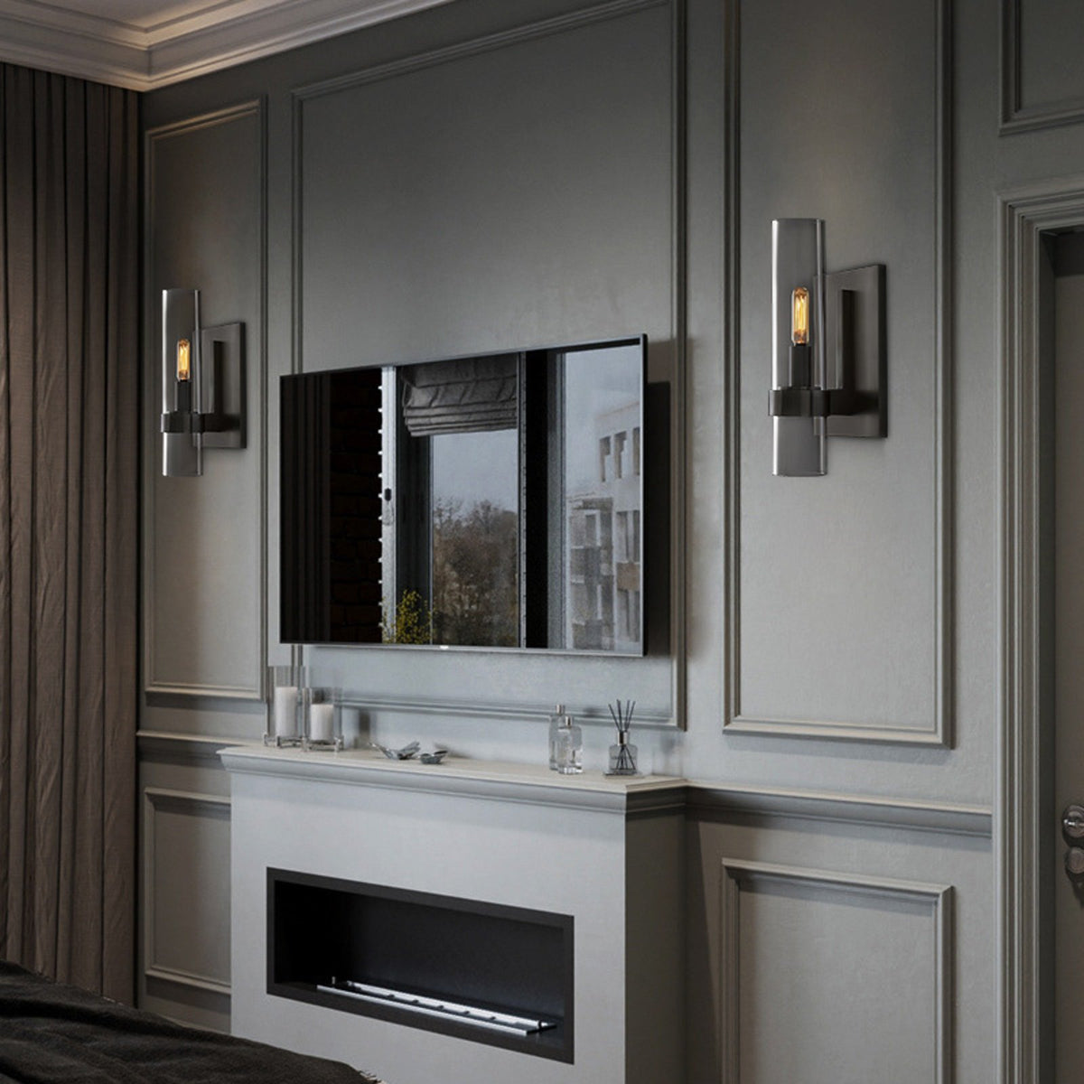 Tessa wall lights in a panelled living room