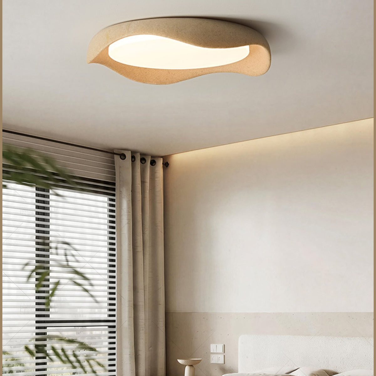 Nami ceiling light in a bright Japandi bedroom
