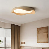 Nami wave ceiling light with linen curtains
