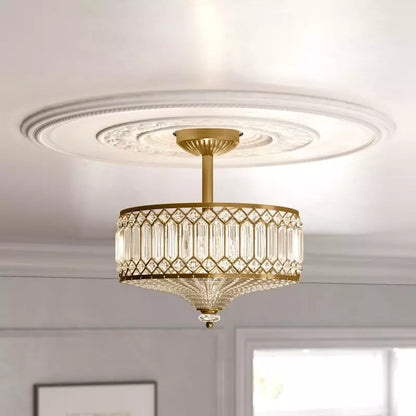 Seraphine Luxury Crystal Drum Semi Flush Ceiling Light