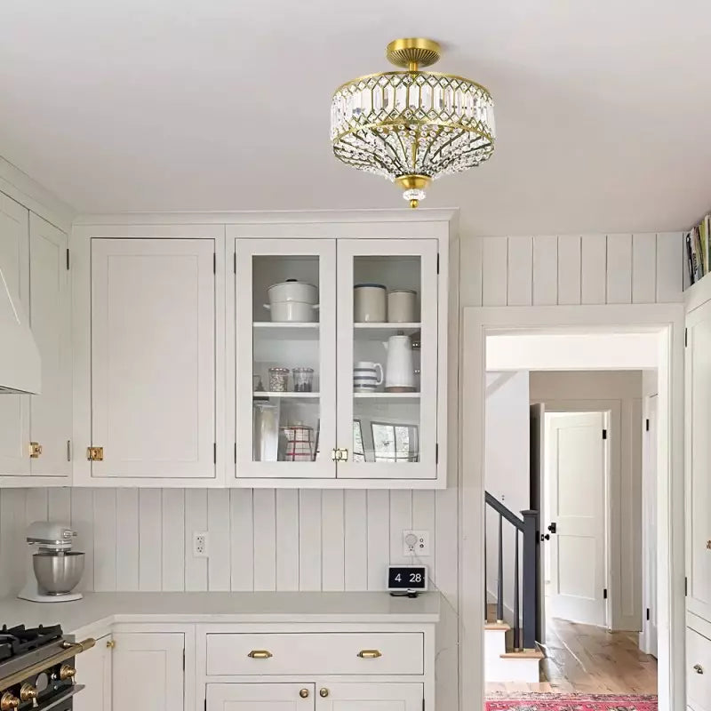 Seraphine Luxury Crystal Drum Semi Flush Ceiling Light