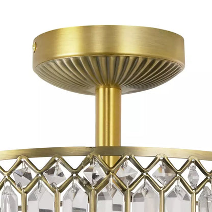 Seraphine Luxury Crystal Drum Semi Flush Ceiling Light