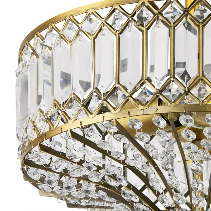Seraphine Luxury Crystal Drum Semi Flush Ceiling Light