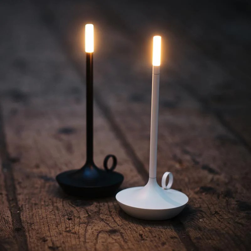 Lampe de nuit en forme de bougie de luxe avec base dorée