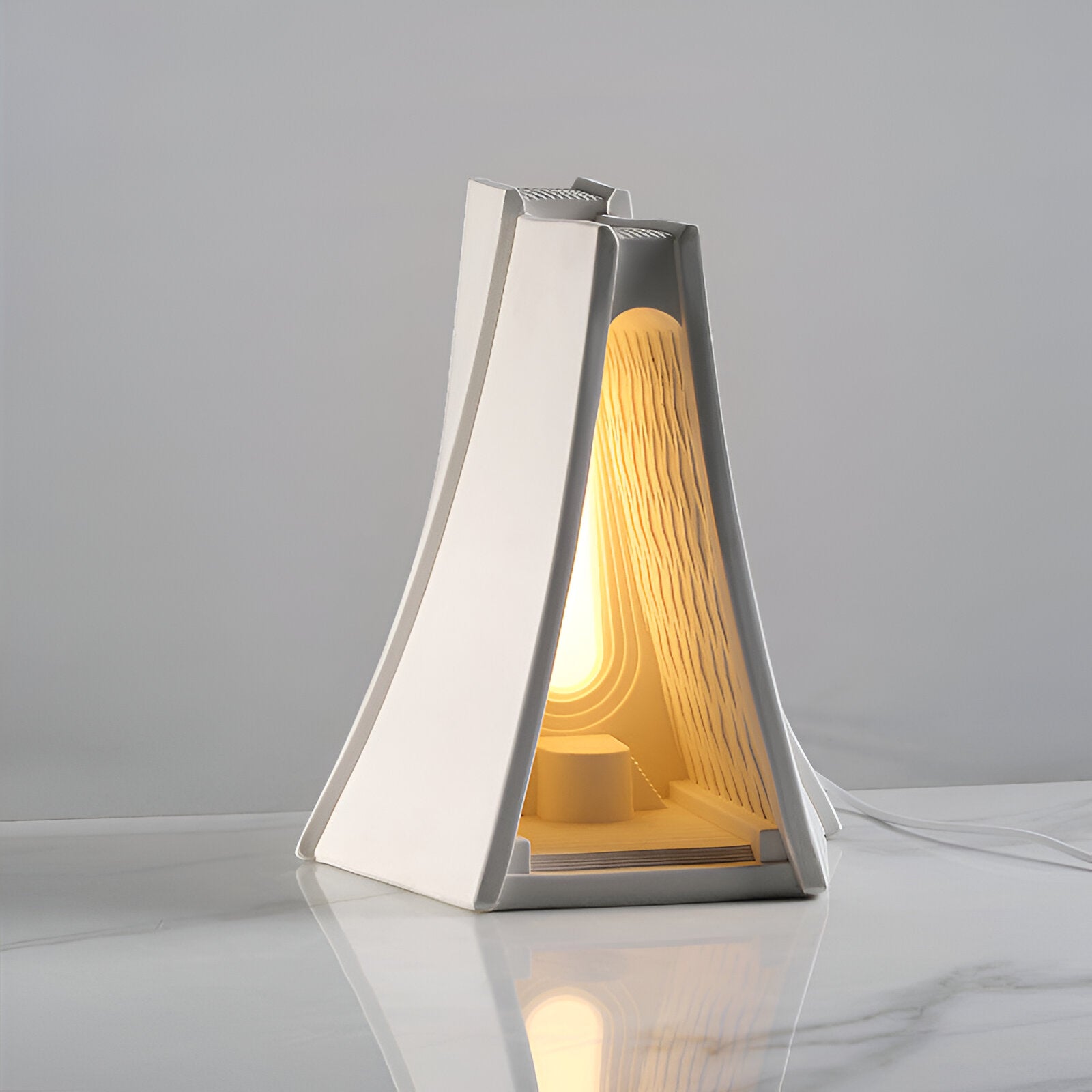 Scandinavian Prism Tower Plaster LED Table Lamp