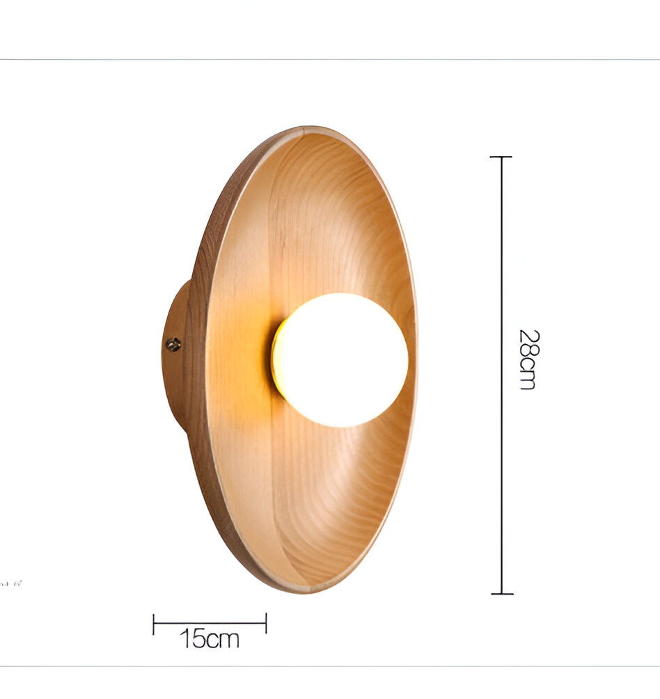 Lámpara de pared circular de madera maciza