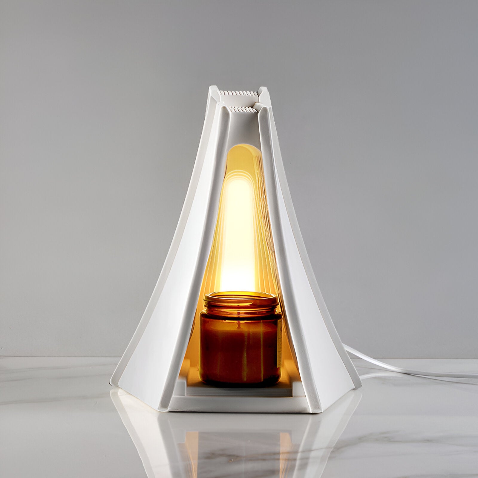 Lampe de table LED en plâtre Prism Tower scandinave