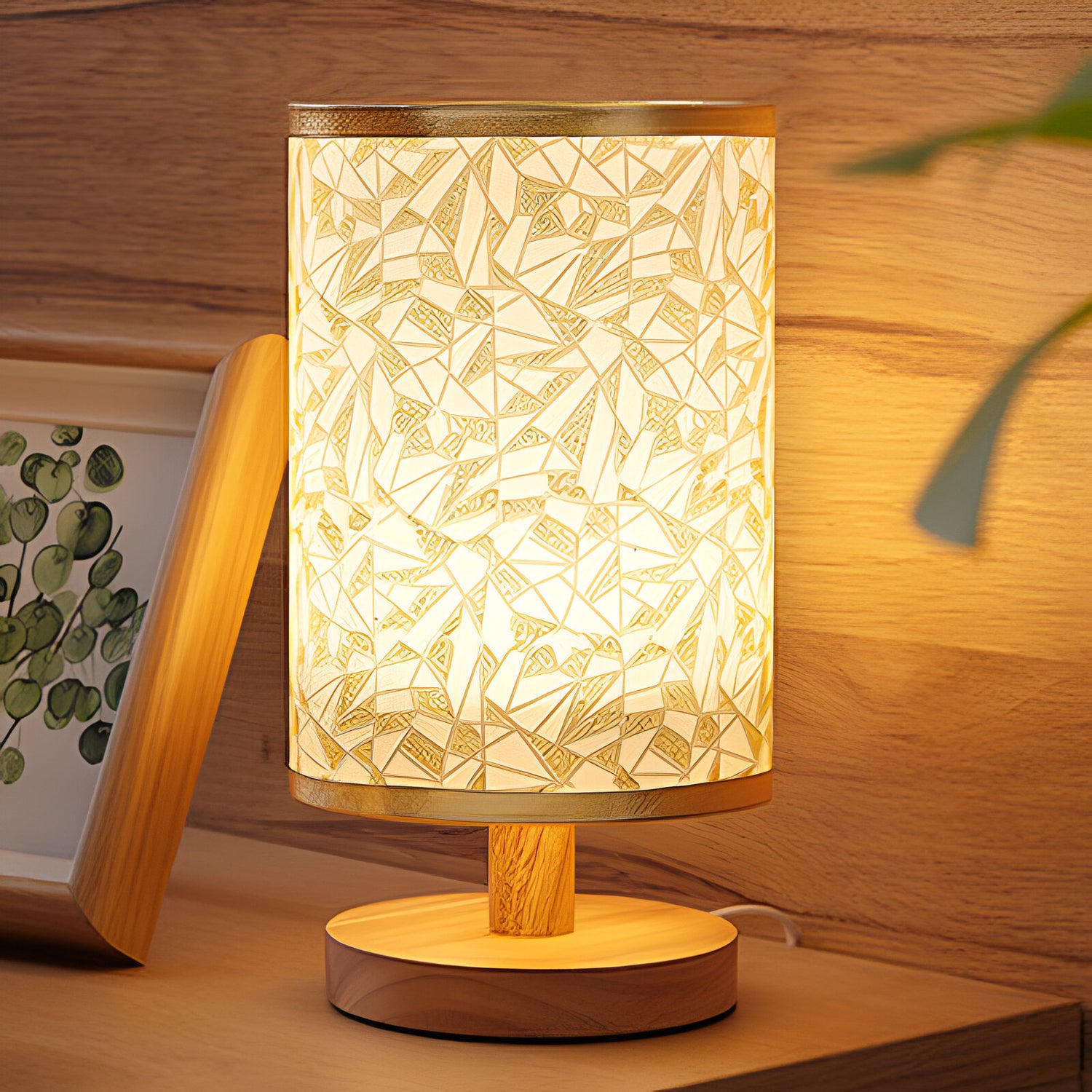 Traditional Vintage Fabric Cylinder Shade Table Lamp