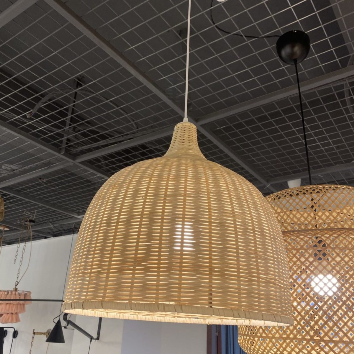 Lampada a sospensione in rattan rustico nordico