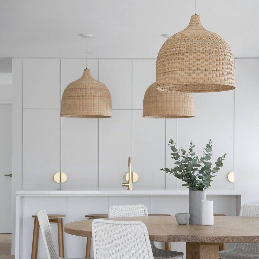 Lustre en rotin rustique nordique