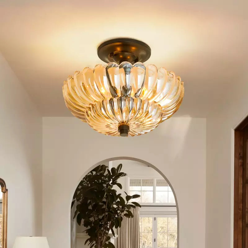 Aura Vintage Amber Petal Glass Ceiling Light