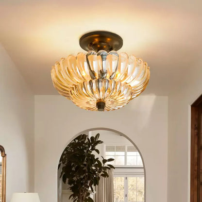 Aura Vintage Amber Petal Glass Ceiling Light