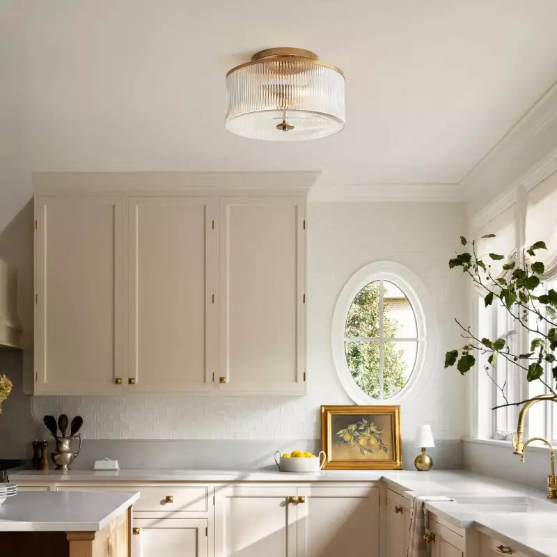 Lorienne Farmhouse Striped Glass Ceiling Light