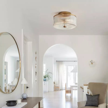 Lorienne Farmhouse Striped Glass Ceiling Light