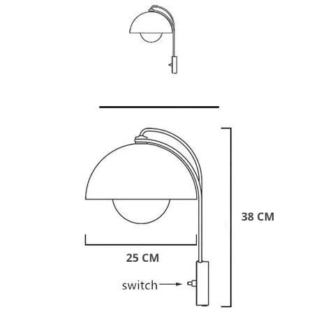 Lámpara de pared de estilo nórdico con forma de hongo