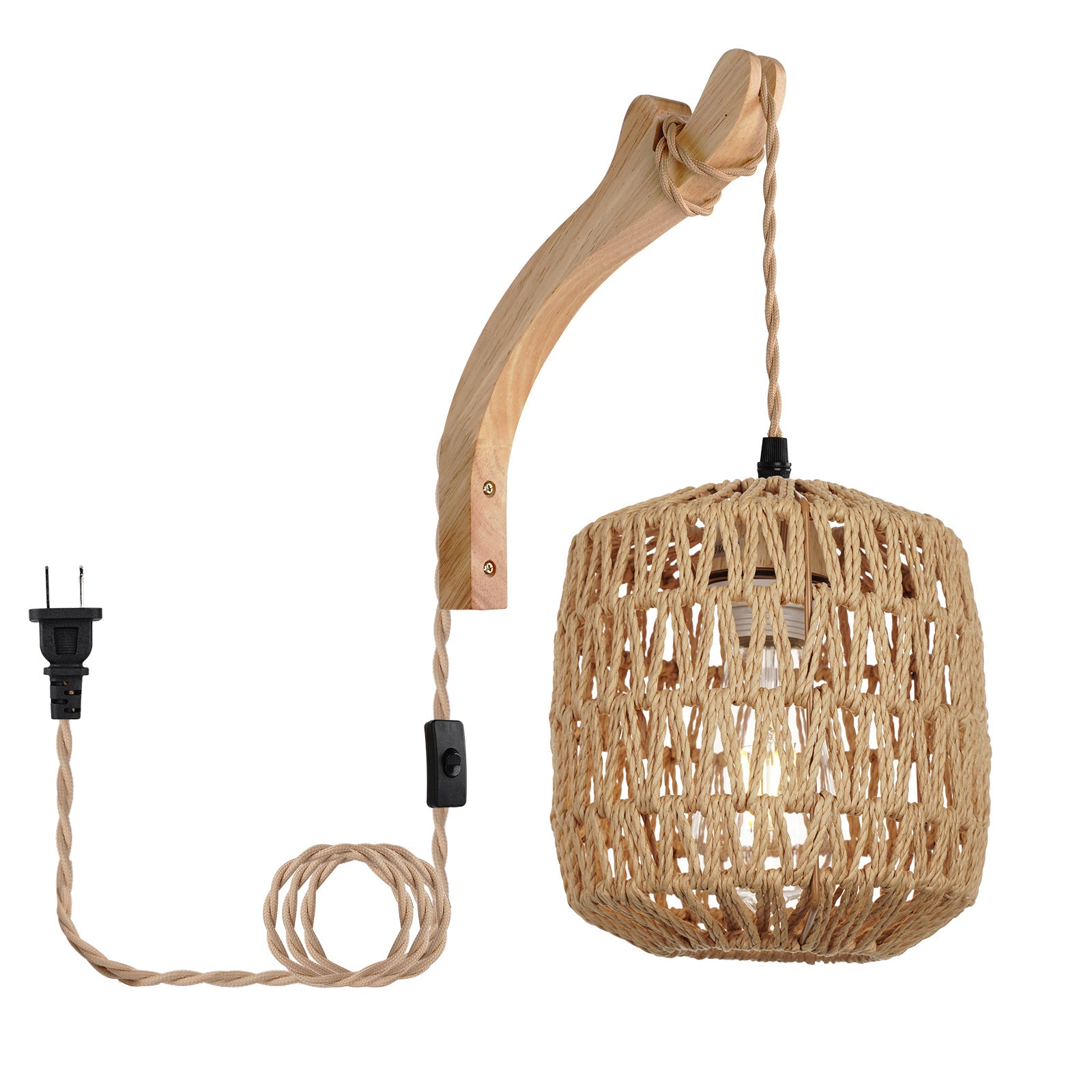 Rustic Hand-Woven Hemp Rope Wall Lamp