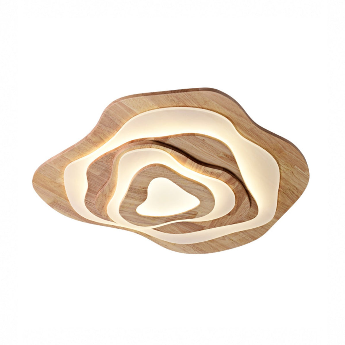 Sazanami layered wood ceiling light, natural wood