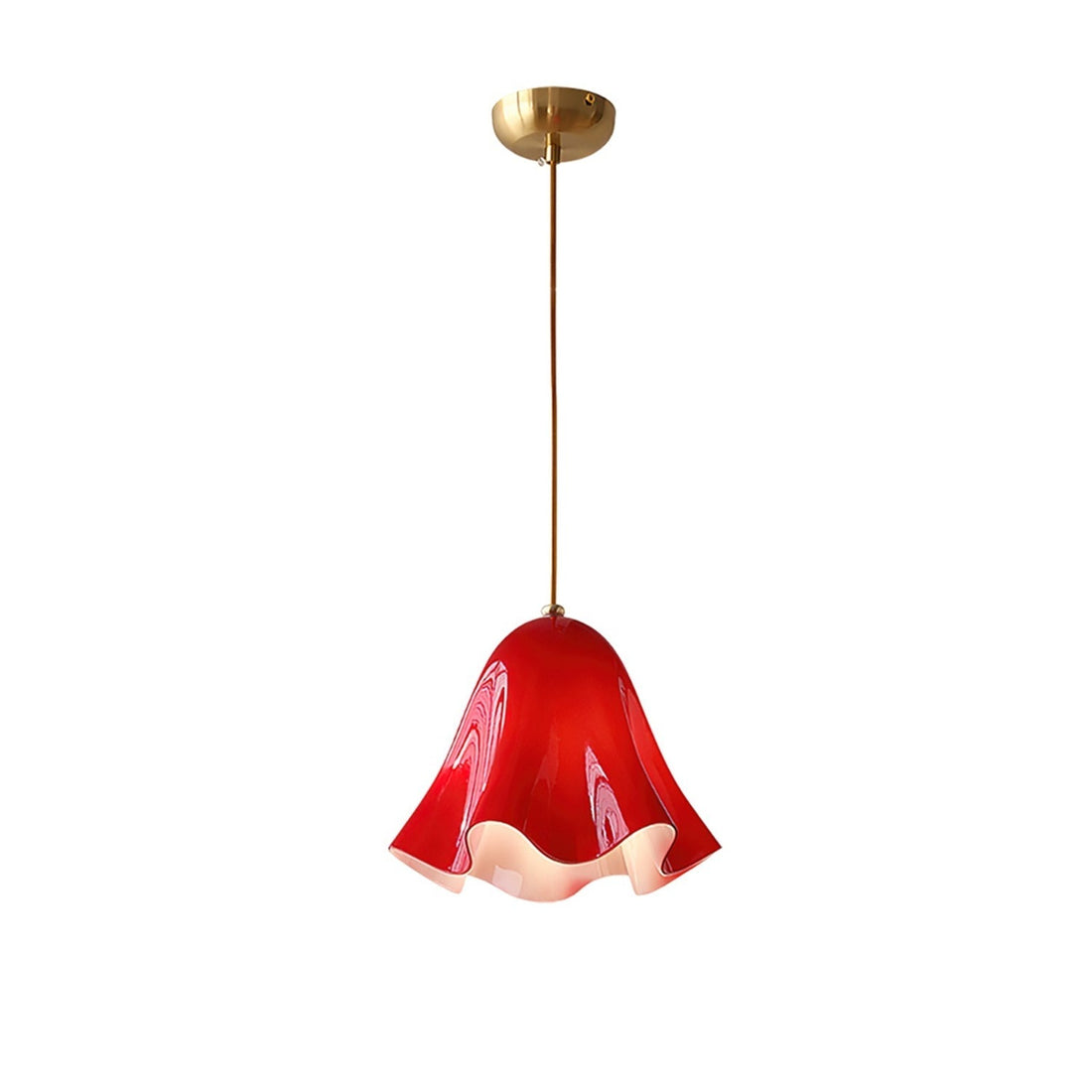 Red glass skirt pendant light on white