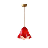 Red glass skirt pendant light on white