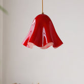 Red glass skirt pendant light hanging