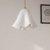 White glass skirt pendant light on wall
