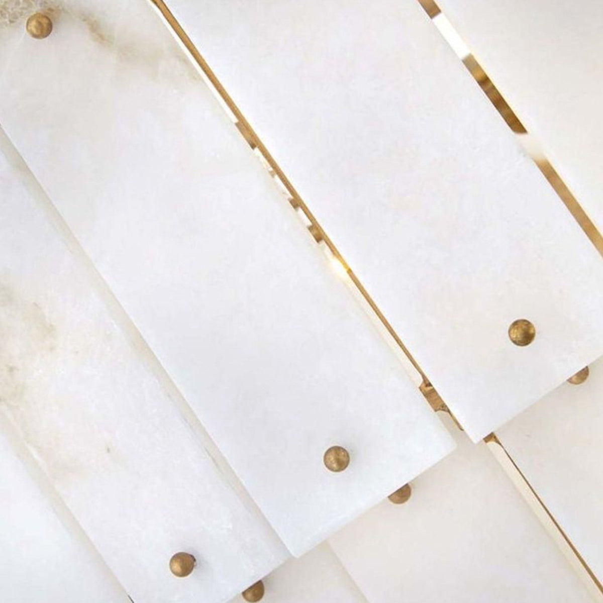 Solveig Nordic Alabaster Wall Light alabaster slat and brass rivet detail