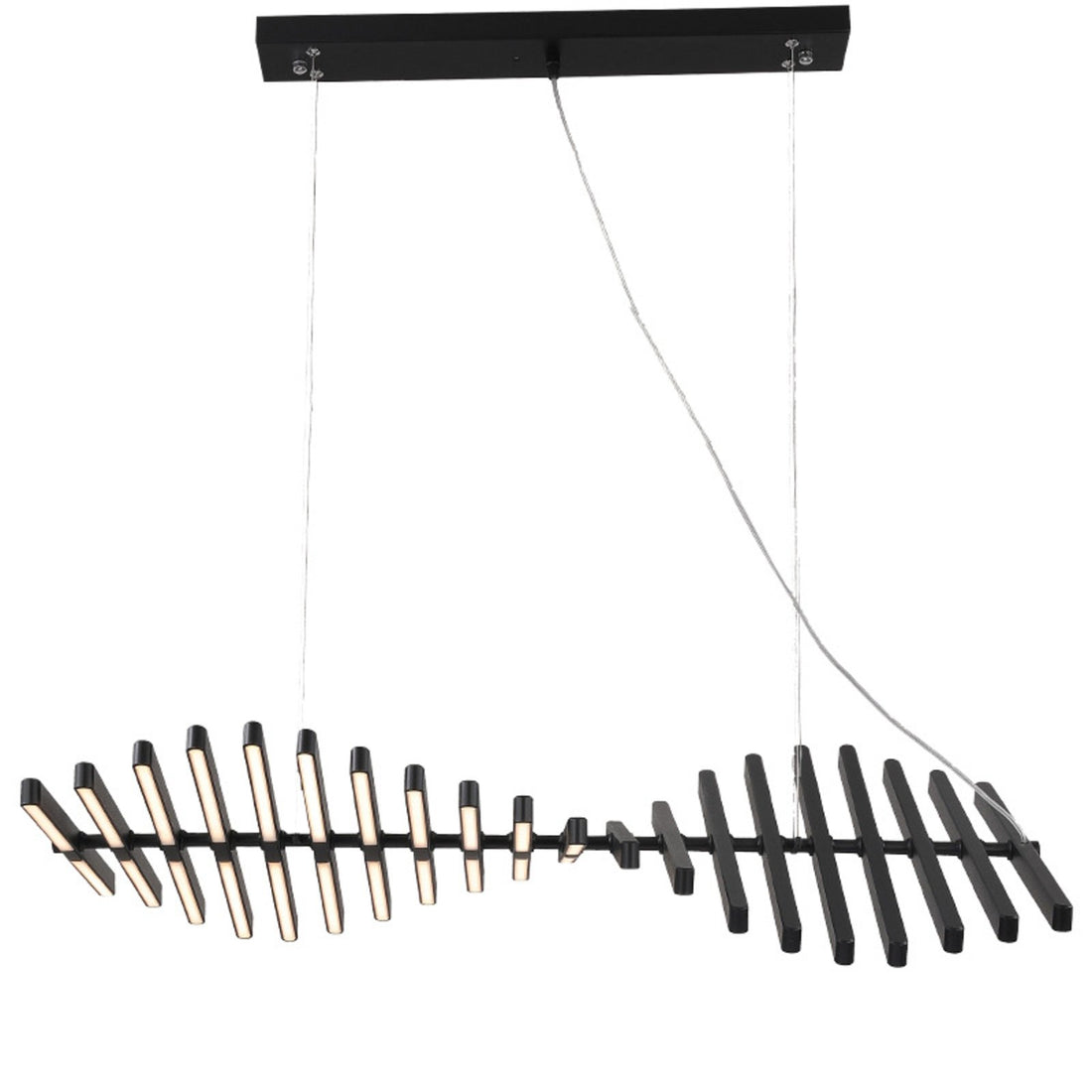Talia twisted linear LED pendant light in black