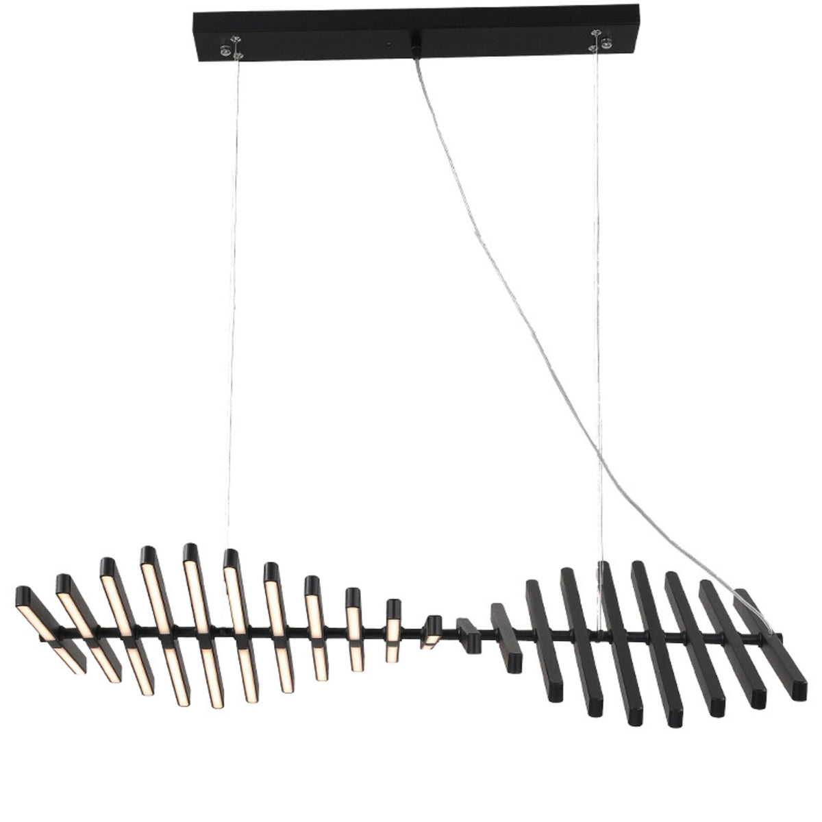 Talia twisted linear LED pendant light in black