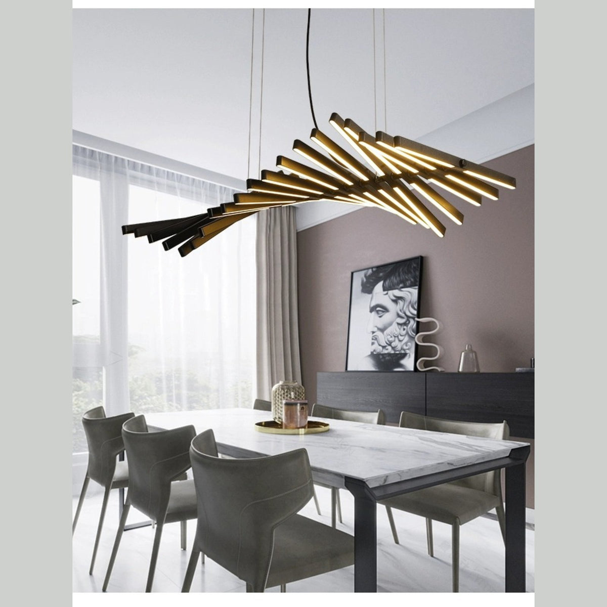 Talia LED pendant in an open plan dining room