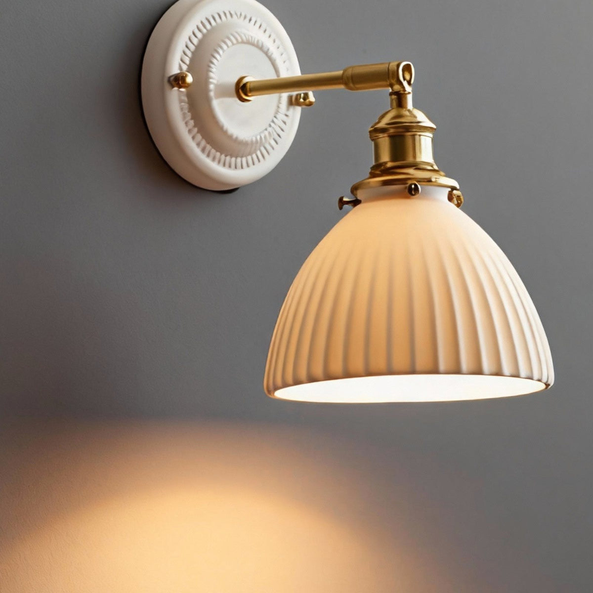 Suzu fluted ceramic shade close up