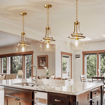 Aurielle Brushed Gold Clear Glass Pendant Light