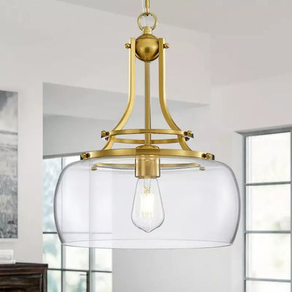 Aurielle Brushed Gold Clear Glass Pendant Light