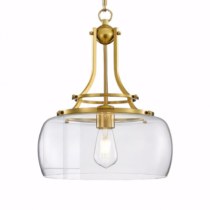 Aurielle Brushed Gold Clear Glass Pendant Light