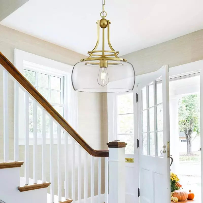 Aurielle Brushed Gold Clear Glass Pendant Light