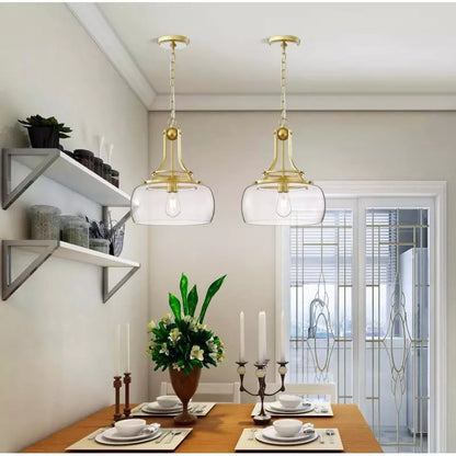 Aurielle Brushed Gold Clear Glass Pendant Light