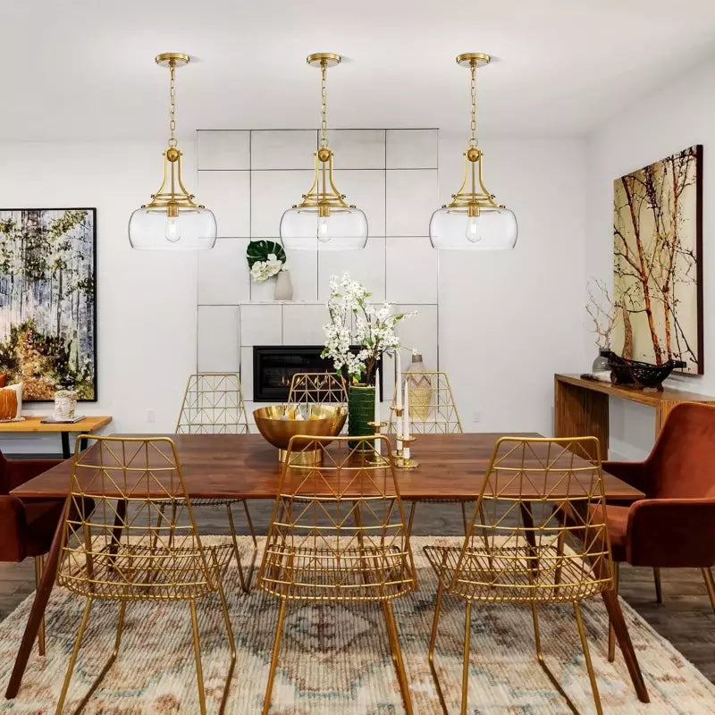 Aurielle Brushed Gold Clear Glass Pendant Light