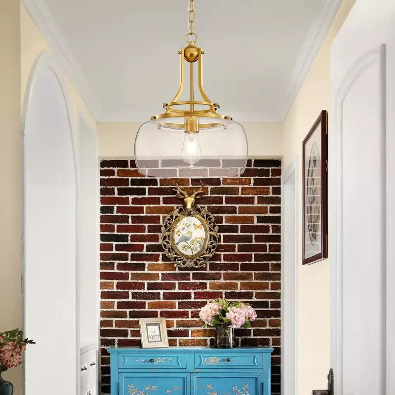 Aurielle Brushed Gold Clear Glass Pendant Light